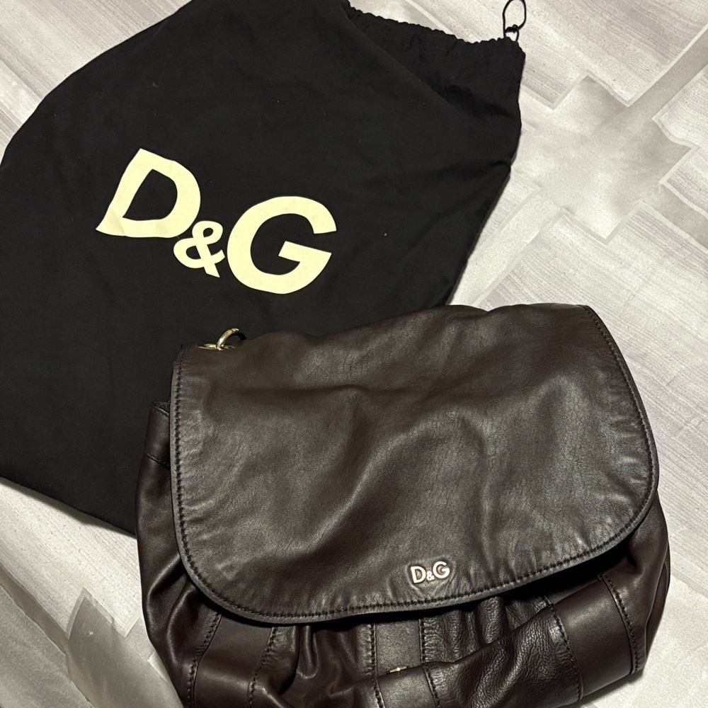 Dolce & Gabbana Authentic Dark Brown Leather Flap Bag